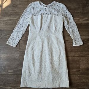 Lace Dress 4 Ivory Lace Long Sleeve Bridal Shower Wedding LWD Minimalist Party